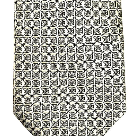 Herve Benard Mens Silk Handmade Geometric Pattern Necktie Silk 4 inch Wide Silve - Picture 3 of 6